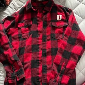 Jimmy John’s Red and Black Plaid Flannel Shirt Store Approved